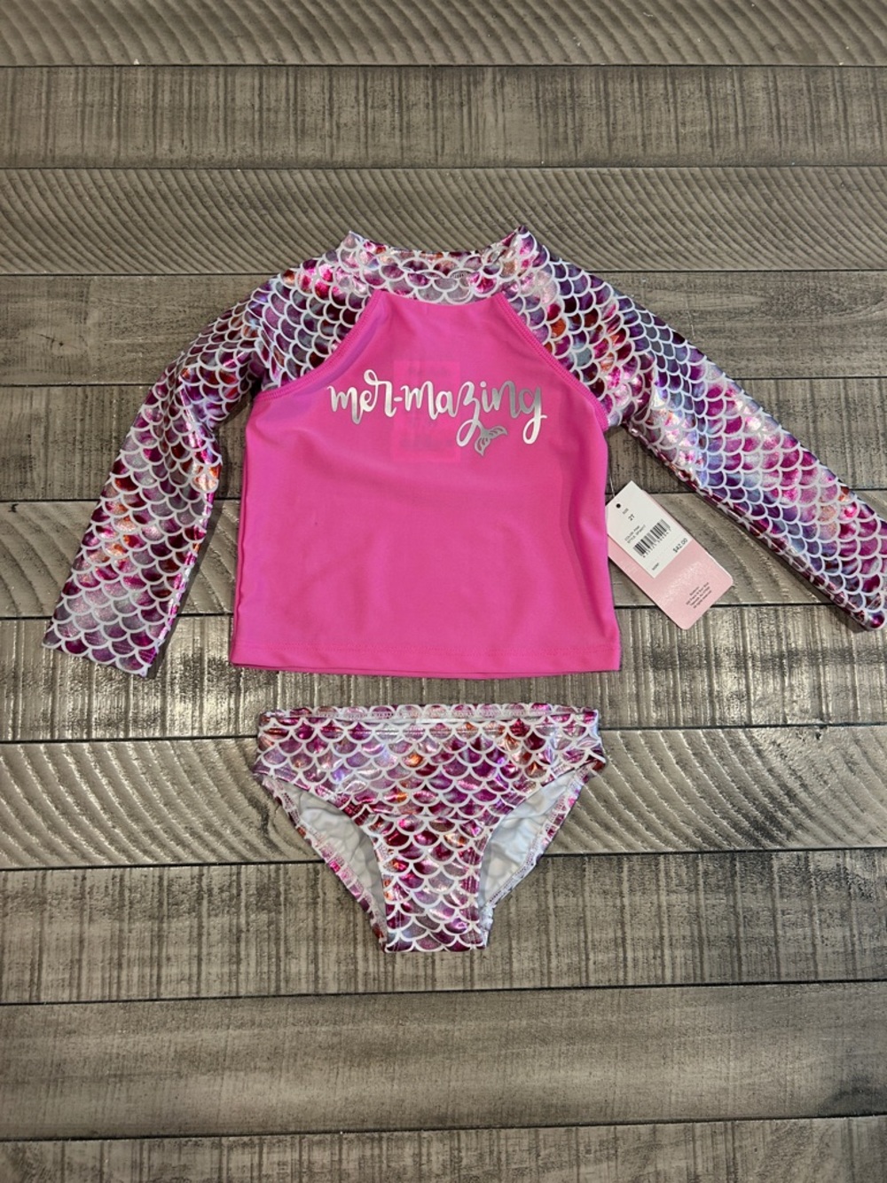 Floatimini Pink Mermaid-Scale Rashguard Set